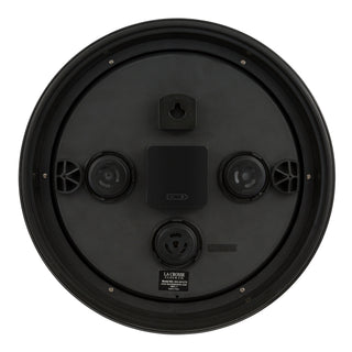 Back image of the 404-312TX 12-inch Americana Indoor/Outdoor Wall Clock showing the battery compartment and the hanging hole.