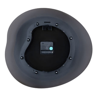 Back image of the 404-3039B 15.2-inch Drift Wall Clock – Black, showing the battery compartment, the quartz movement, and the hanging hole, highlighting the construction of the multi-layer design.
