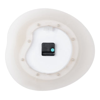 Back image of the 404-3039T 15.2-inch Drift Wall Clock – Tan, showing the battery compartment, the quartz movement, and the hanging hole, highlighting the construction of the multi-layer design.