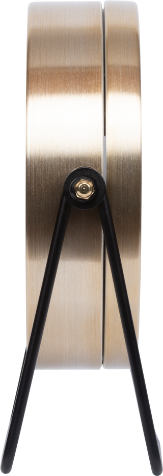 404-3719 A brushed brass or bronze metal rolling pin with a black plastic handle, shown on a plain white background.