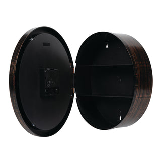 404-3825HC Wooden round clock with a hidden compartment on a white background