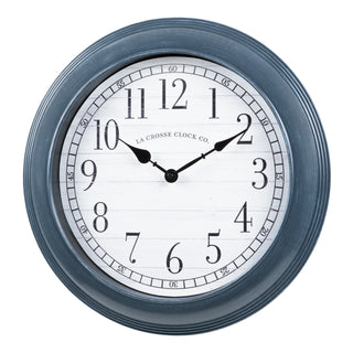404-3841B Wall clock with blue frame and white face on a white background