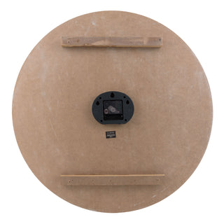 Back image of the quartz movement battery compartment  and hanging holes of the 404-4060 23.5‑inch Harbor Tides wall clock.