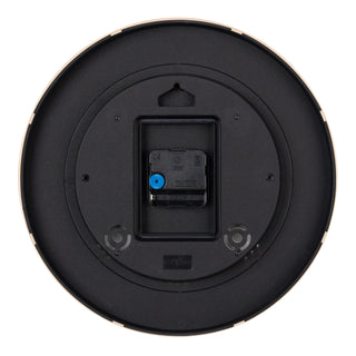 Back image of the 425-3831 11.8-inch Tide Wall Clock, showing the battery compartment, the quartz movement, and the hanging hole.
