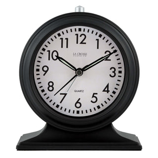 617-3014 Black analog clock with white face on a white background